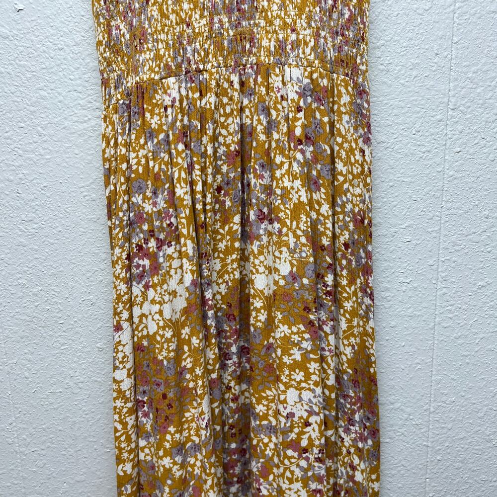 Milibon Floral Midi Smocked Dress Womens Medium Beachy Boho Coastal Cruise Party - Picture 5 of 16